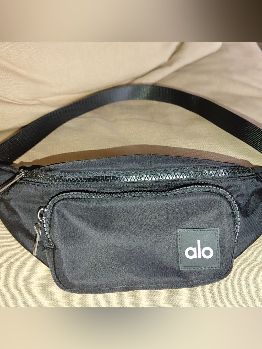ALO Yoga Black Crossbody Belt Bag with Logo Patch